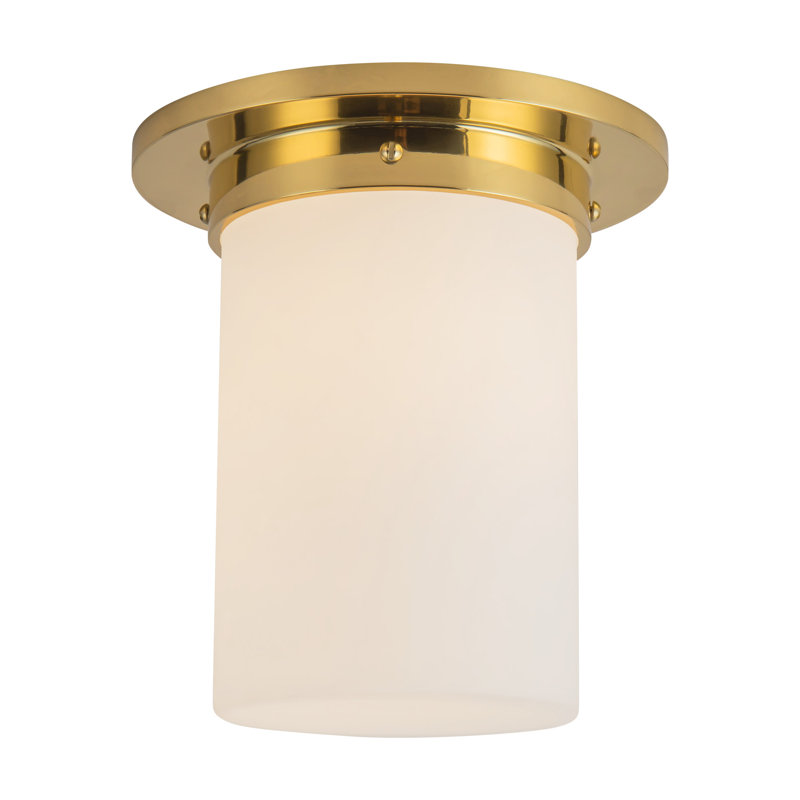 Mineral 8-in Brass Flush Mount, Opal Glass, Brass