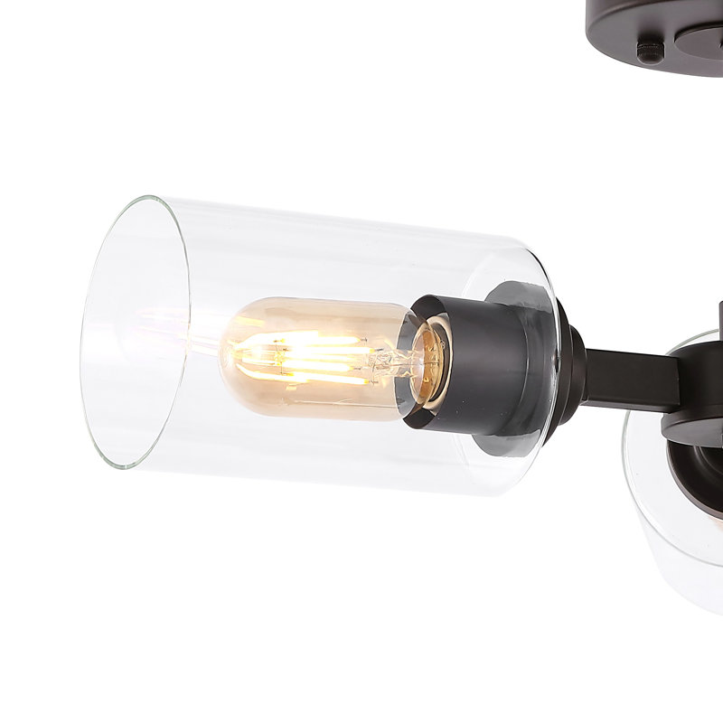 Cahya Farmhouse Industrial Iron Cylinder LED Semi Flush Mount, 8.25" H x 20" W x 20" D
