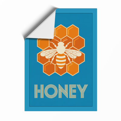 Honeybee with Honeycomb Retro - Framed Print