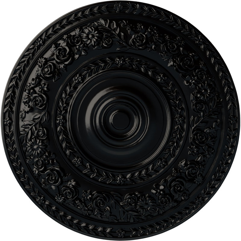 33 médaillon de plafond rose P 7 7/8 po x P 2 3/8 po (convient aux auvents jusqu'à 13 1/2 po), Noir de jais