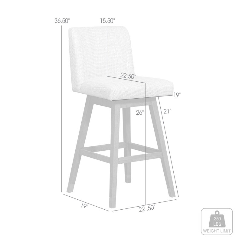 Chaise de bar pivotante 26 po en bois massif beige et brun