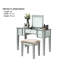 Coiffeuse et tabouret argentés (1 pièce), style transitionnel, 3 tiroirs de rangement, miroir central de 5 mm, en bois massif, style moderne, plan de maquillage, motif coloré