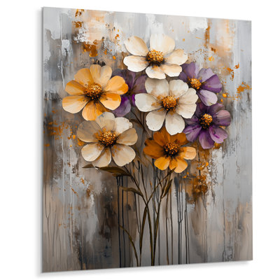 Golden Zinnias Flowers Wild Beauty Unfolded III - Zinnias Metal Wall Decor