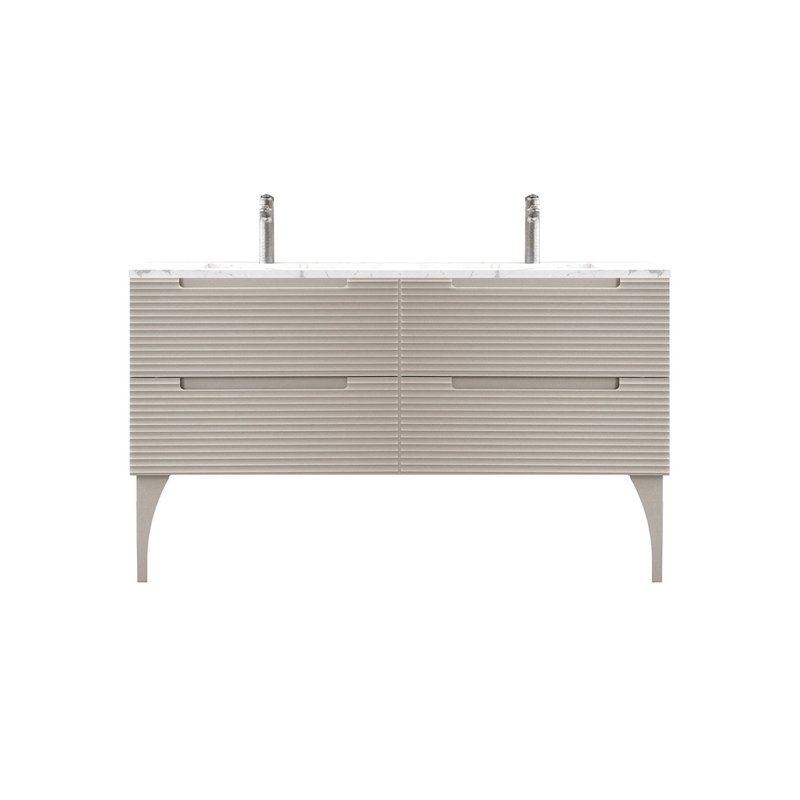Ensemble de meuble-lavabo double 64 po Ariyannah, Coton