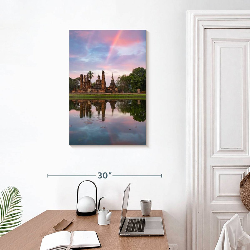 Adella Wat Mahathat Pond Reflection, 30" H x 20" W