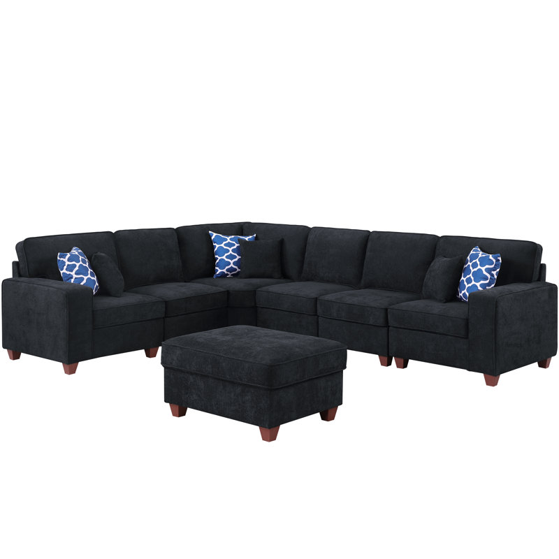 Canapé modulaire en L Forbestown, Black Chenille