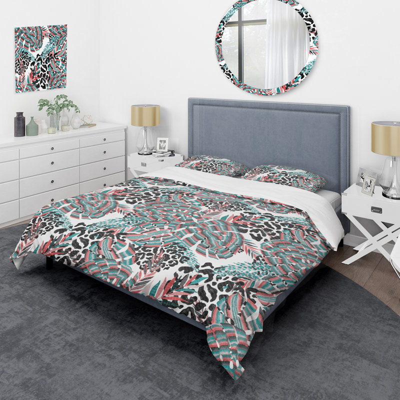 Ensemble de housse de couette en microfibre vert / noir 3 pièces