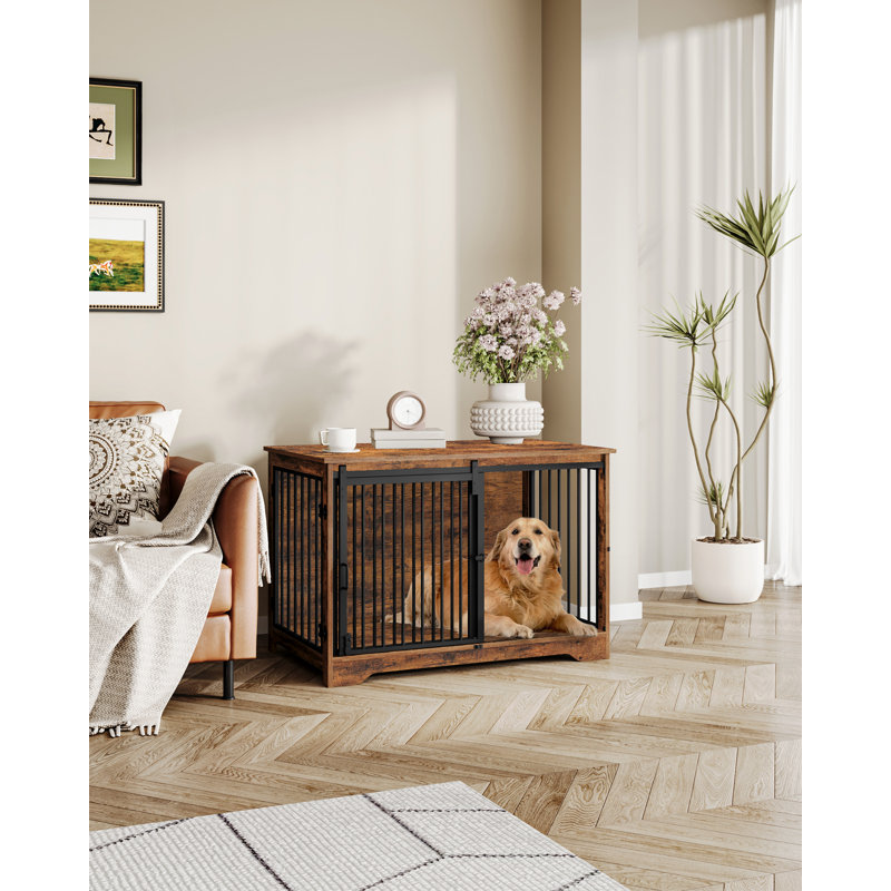 Cage pour chien Dawyne, Brun rustique, H 26,8 po x l 39,3 po x P 23,6 po