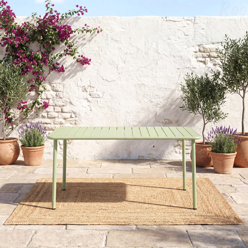 Table de salle à manger d'extérieur longue verte, table de loisir pour le balcon de la cour de la Villa, table imperméable simple pour le jardin