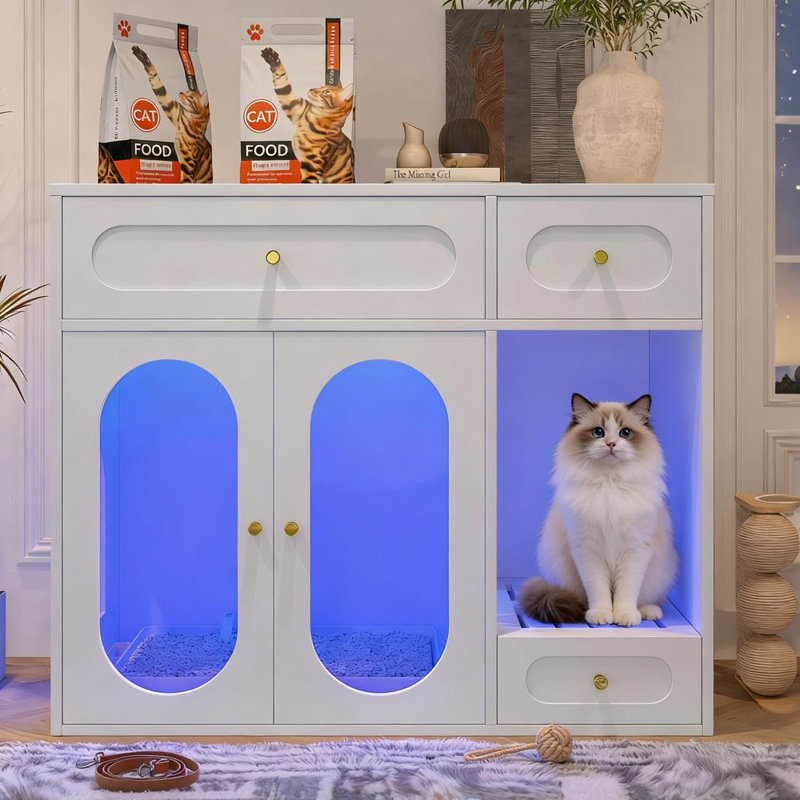 Cat Litter Box Enclosure with LED Light