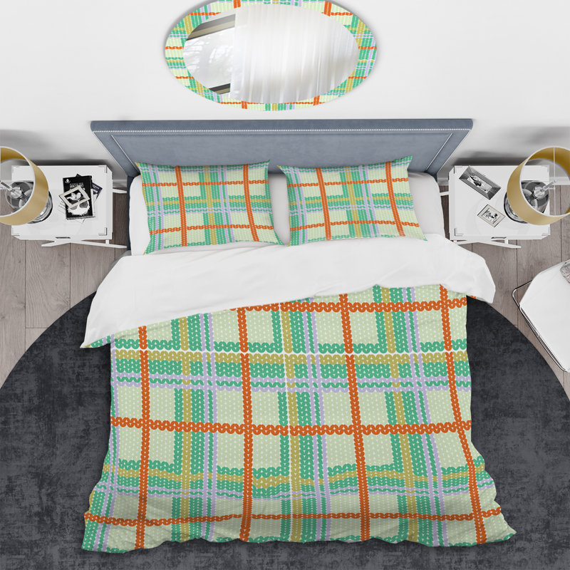 Ensemble de housse de couette en microfibre vert / jaune 3 pièces, Housse de couette pour très grand lit et 2 très