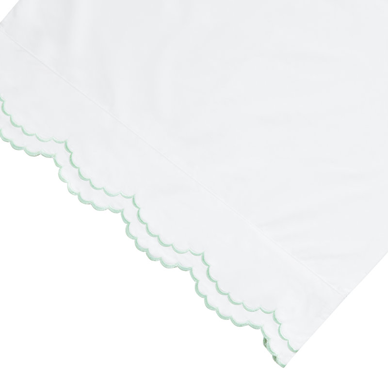 Bartlow 300 Thread Count 100% Cotton Pillowcase, Standard Pillowcase, Mint/ White