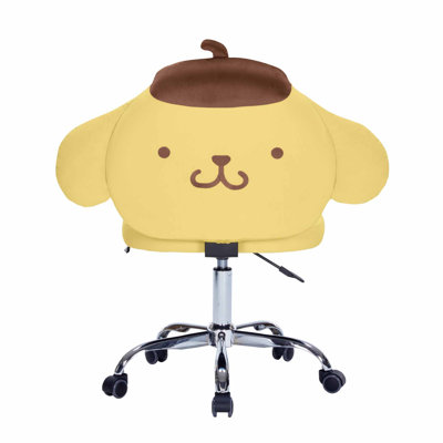 Impressions Vanity Pompompurin 360 Degree Swivel Vanity Chair For Bedroom, Armless Makeup Desk Chair With 5 Soft Rolling Wheels, Adjustable Seat Height, Metal Base, And Comfy Polyurethane Padded Seat