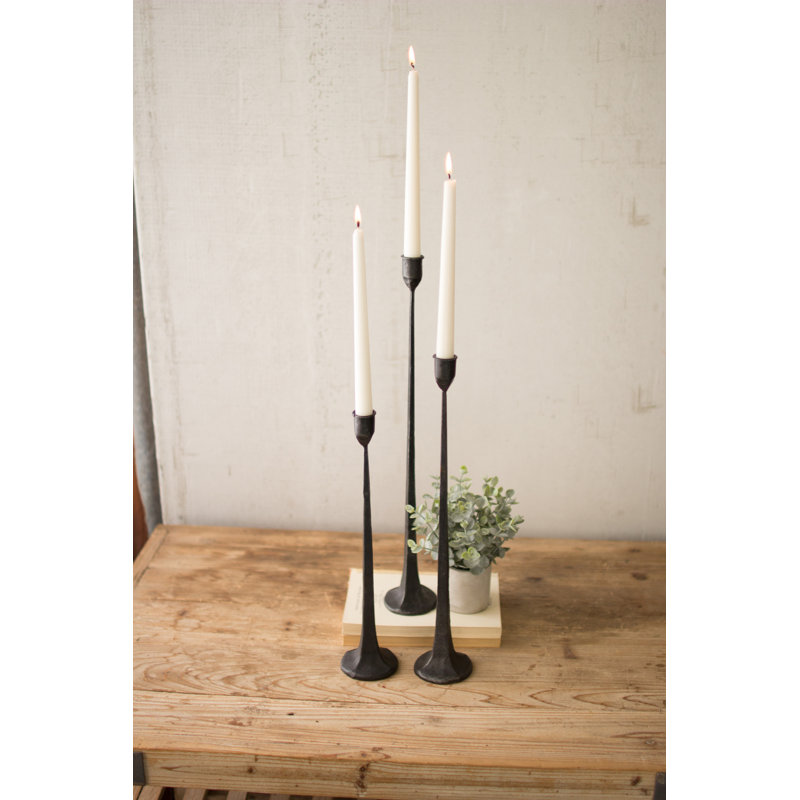  Ensemble de trois porte-bougies, décor de table de ferme rustique en fonte, finition noire