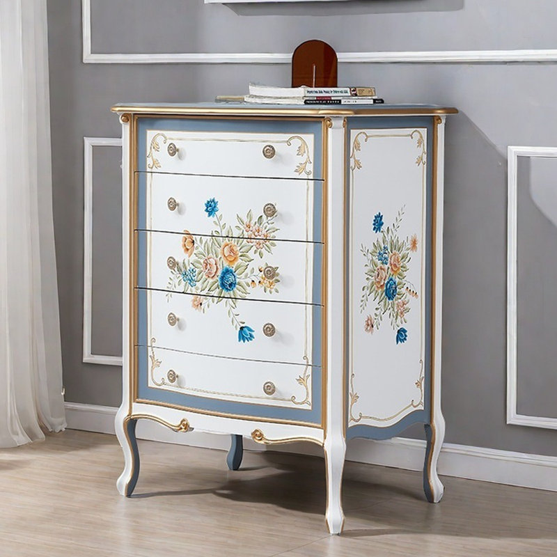 Modern Hand-Painted Five-Drawer Accent Chest