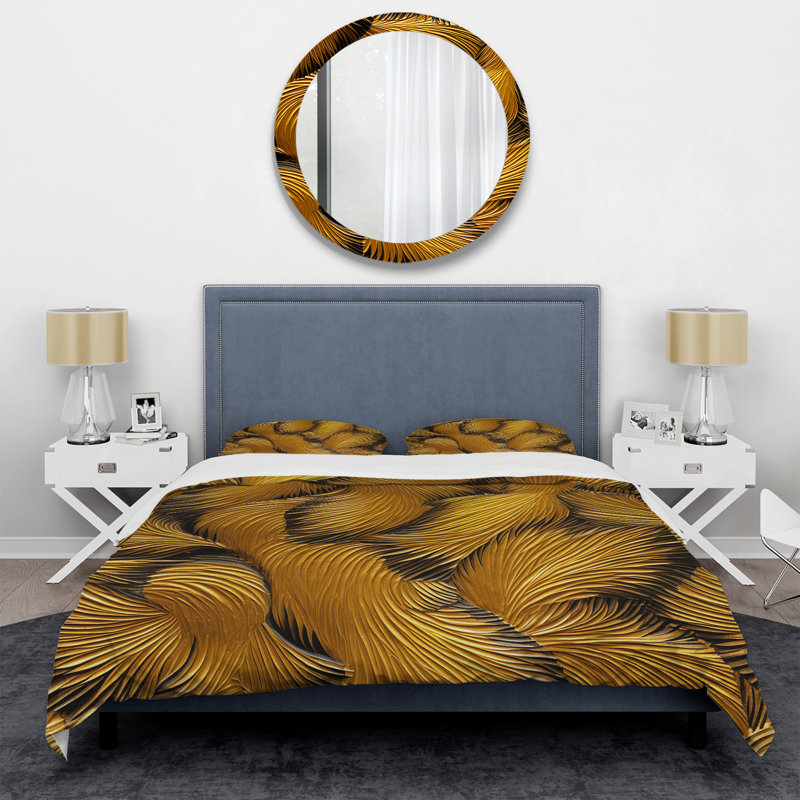 Ensemble de housse de couette Golden Feathers Serenity I - Feathers, Housse de couette pour très grand lit