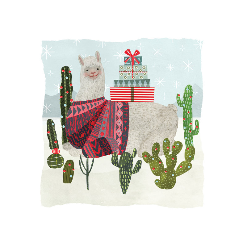 Holiday Llama IV 1 Piece Wrapped Canvas Painting, 93.98 cm H x 93.98 cm W x 1.91 cm D