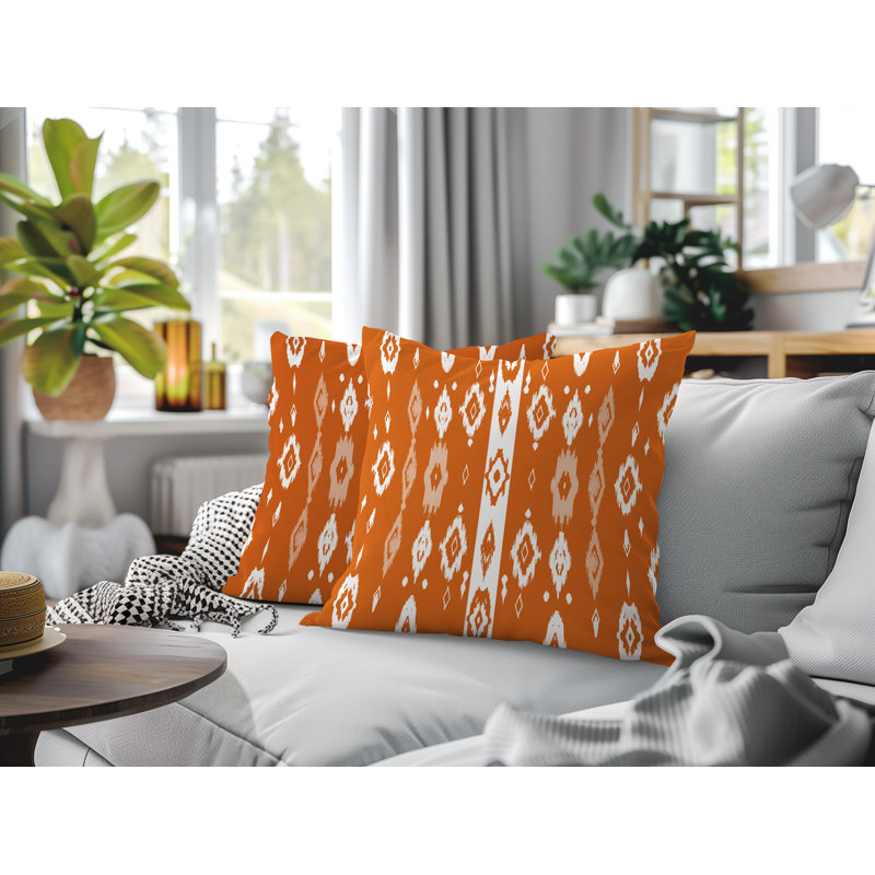 Oreiller réversible intérieur / extérieur Nita, Orange, 20 x 20
