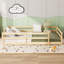 Ensemble de lit de plancher Poppyx Montessori avec clôture, bois de pin robuste et garde-corps sécuritaires-116085250-116085252