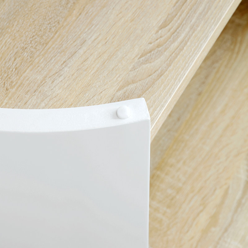Table de bout, petite table d'appoint, table de chevet avec tablettes de rangement à 2 couches, table de canapé pour petits espaces, salon, chambre à coucher, structure stable, assemblage facile (couleur naturelle et blanc)