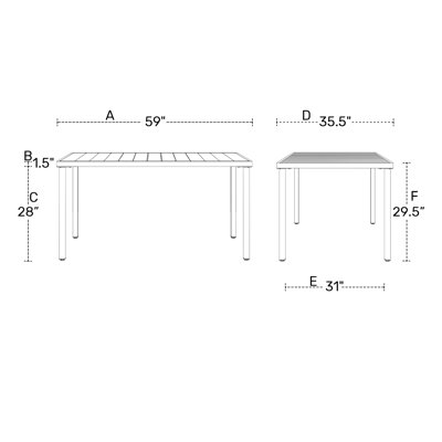 59"×35.4" Outdoor Metal Rectangular Dining Table