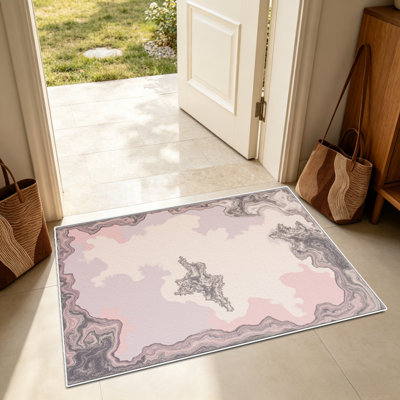 Tapis 1 pièce en marbre rose gris, élégant tapis décoratif polyvalent, facile à nettoyer et à entretenir, pièce de mobilier idéale pour la chambre à coucher, le salon, le couloir, le vestibule, le dortoir et le bureau afin de rafraîchir l'ambiance intérieure de votre maison