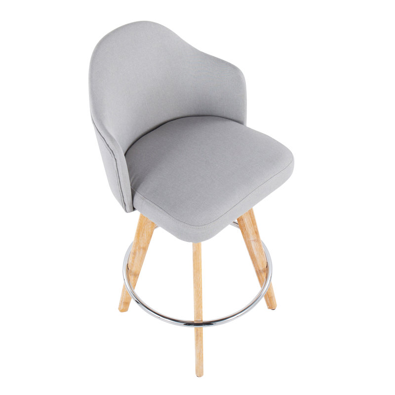 Tabouret de comptoir rembourré à hauteur fixe Murrieta, Gris clair
