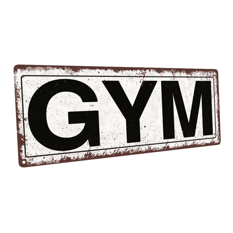 Gym - art textuel sur métal sans cadre, Métal, H 11,5 po x l 31 po x P 0,04 po