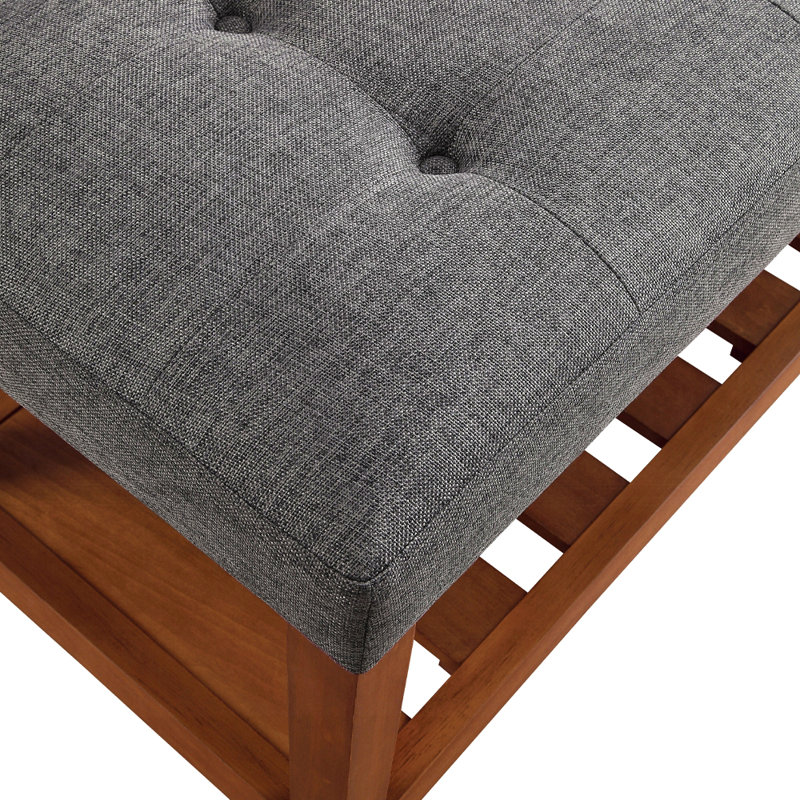 Banc rembourré en tissu avec rangement ouvert, Gris