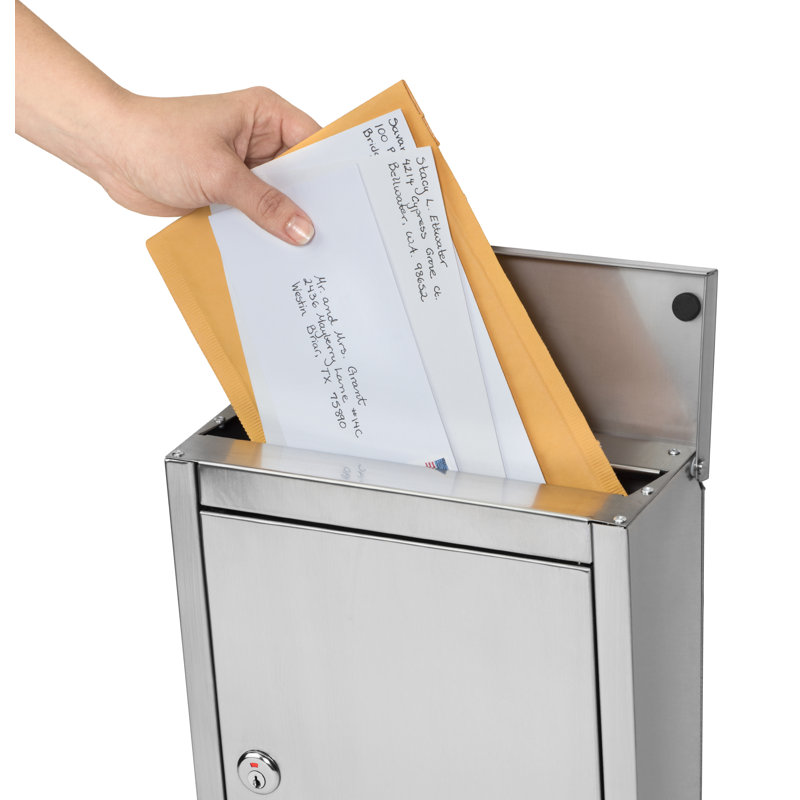 Stainless Steel Locking Wall Mount Mailbox with Cam Lock