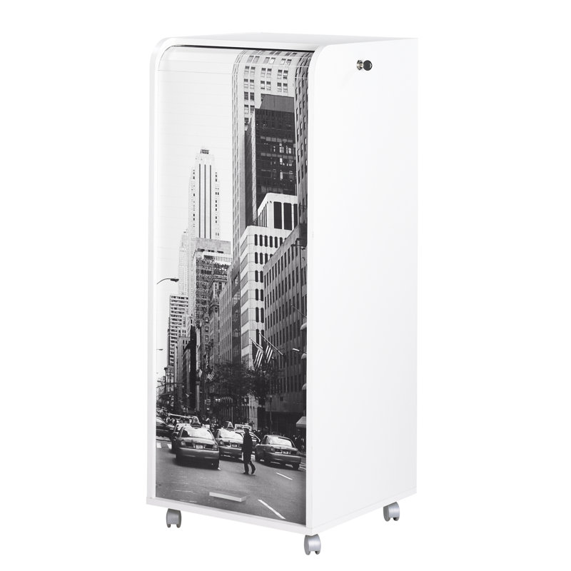 Graziella 1 -Door 3 -Drawer Filing, White NY Street Scene
