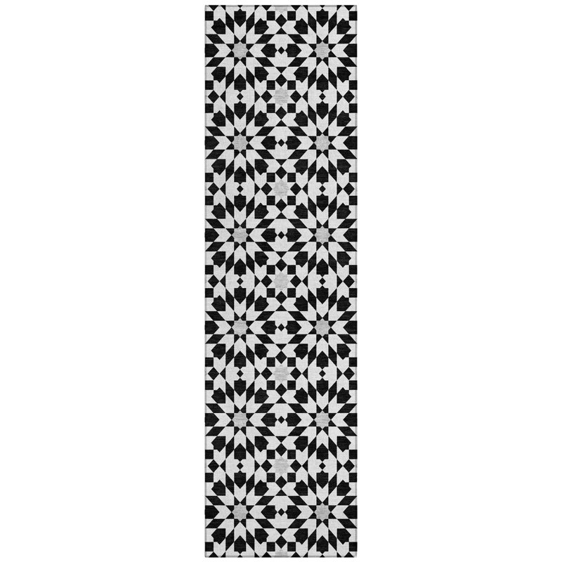 Flatweave Washable Floral Indoor / Outdoor Rug, Runner 2'3" x 7'6"