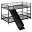 Lit superposé en métal avec glissière et barrières de sécurité - Lit superposé en métal pour chambre d'enfant-1069774144-1069774174