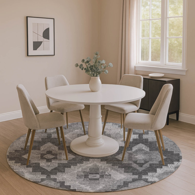 Premium Machine Washable Farolt AMF1894 Aztec Rug, Round 8'