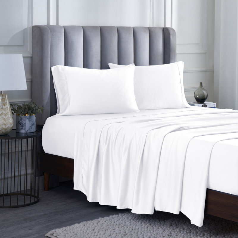 Modal From Beechwood 400 Thread Count Lightweight Cooling Solid Deep Pocket Bed Sheet Set, King Sheet Set with 2 Pillowcases