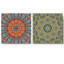 Mandala Variété verte et orange, motif d'art mural coloré sur toile, 2 pièces-88315311
