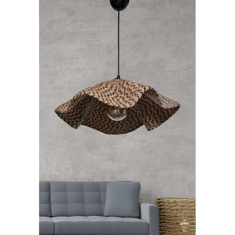 Lustre bohémien, noir et brun, 17,3 po de diamètre x 21,3 po de hauteur | Corps en plastique, capuchon en coton, douille E27 (40 W maximum) | Éclairage élégant pour une décoration intérieure d'inspiration campagnarde, design élégant et unique