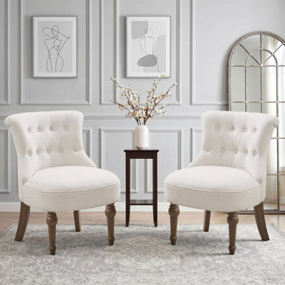 24.4 " Wide Tufted Chenille Accent Side Chair (Set of 2)