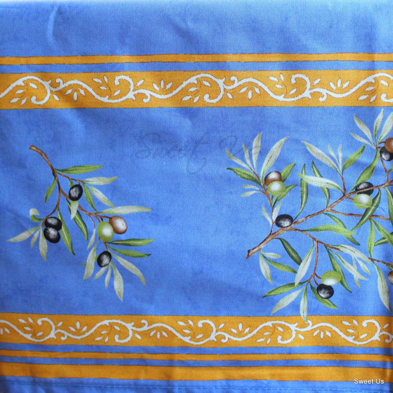 Bonnetsville Floral 100% Cotton Tablecloth, Blue, 1