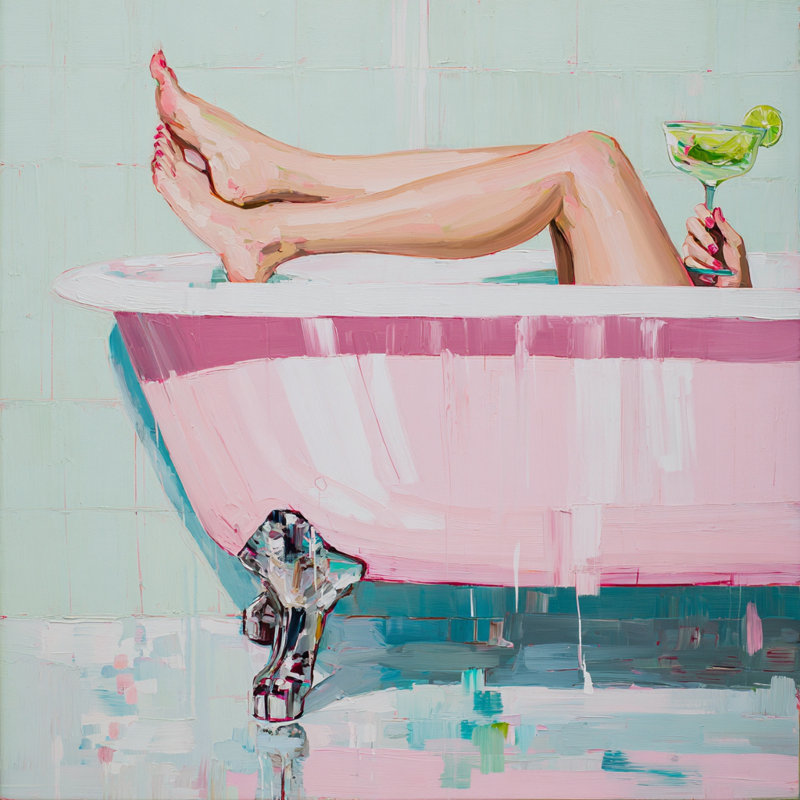 «Pink Retreat», art mural sur toile tendue, l 40 po x H 40 po x P 1,5 po
