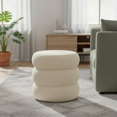 Cream-Colored Cloud Storage Ottoman