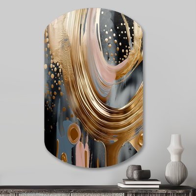 Gold And Black Marble Expression VI - Marble Unique Shape Metal Print, Gold Freeform Metal Wall Art