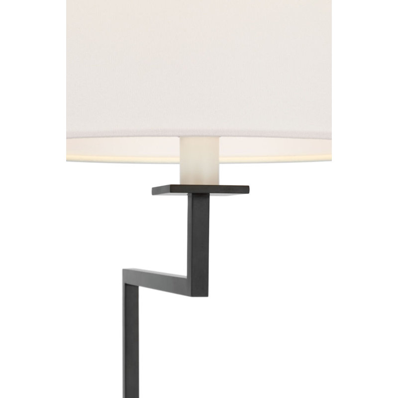 Greer Adjustable Bridge Floor Lamp with Linen Shade, Bronze
