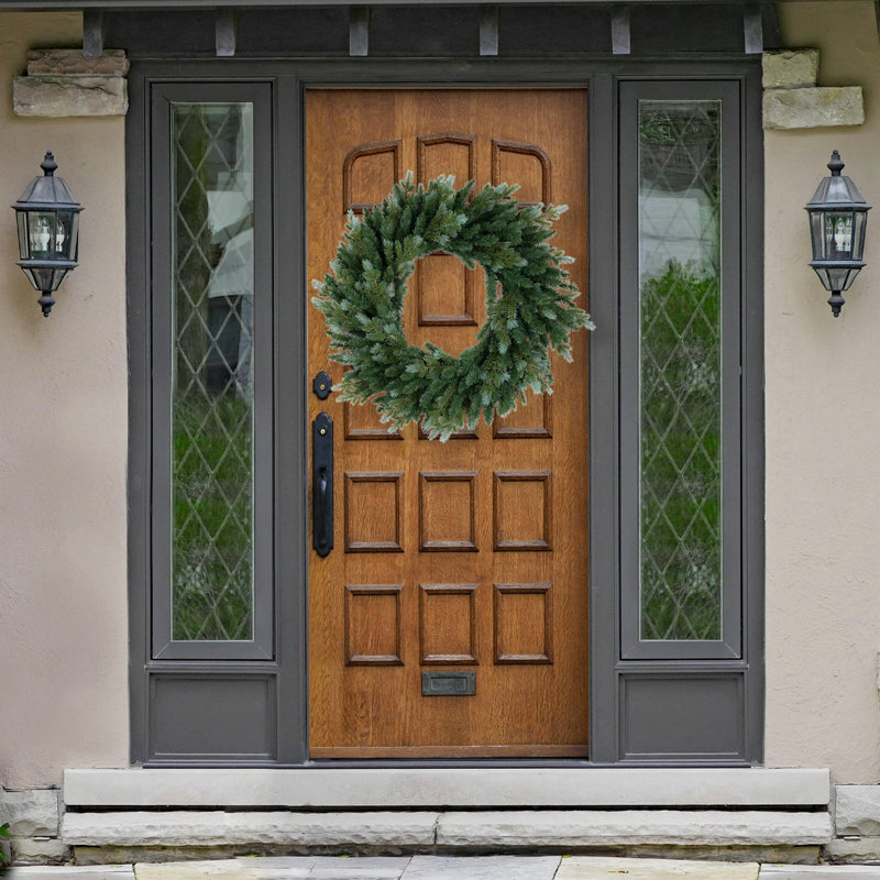 Couronne de Noël artificielle épinette bleue non éclairée, H 36 po x l 36 po x P 6 po