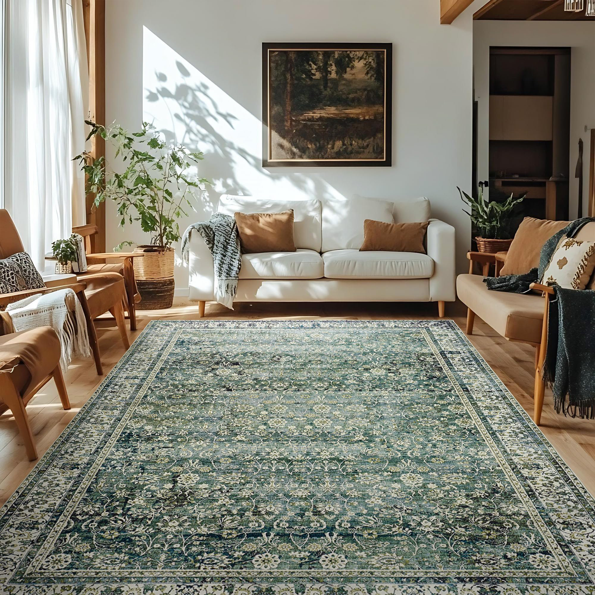 Bungalow Rose Faux Wool Moody Floral Boho Vintage Oriental Area Rugs ...