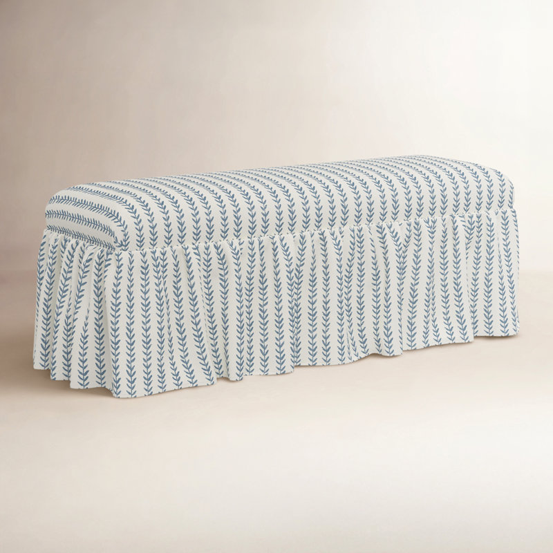 Banc de salle à manger Maggie Ruffle, Rayures à motif de vigne bleu cendré