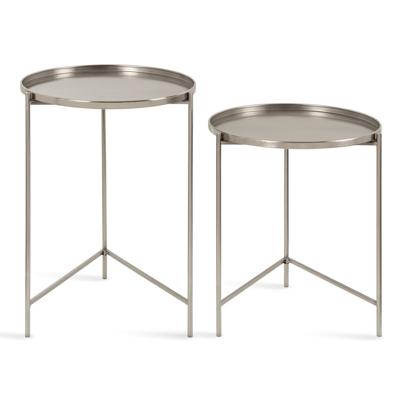 Gwynn Tray Top Nesting Tables, Silver Top/Silver Base