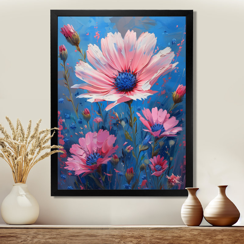 «Blue Blue Cornflowers Vibrant Bloom I», impression d'art mural, H 32 po x l 24 po x P 1 po, Toile encadrée noire simple