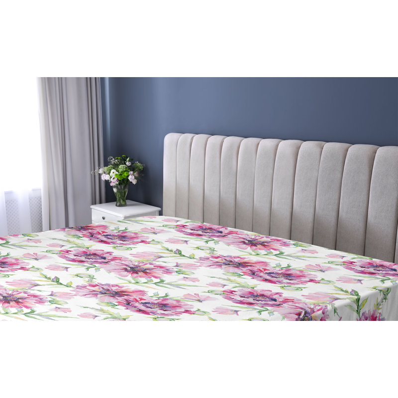 Drap-housse Ambesonne, Drap-housse très grand californien, Rose pâle, vert paon / floral