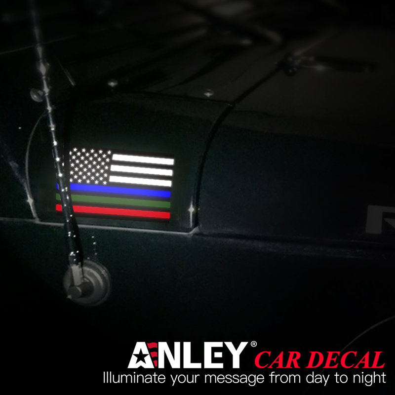 Adhésif décoratif 5 x 3 pouces drapeau américain - autocollants de voiture drapeau américain à rayures réfléchissantes - soutien à la police et aux agents de la force publique